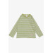 Baby Girl Long Sleeve T-Shirt Striped Popsicle Printed Pistachio Green (9 Months-3 Years)