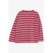 Baby Girl Long Sleeve T-Shirt Striped Letter Printed Fuchsia (9 Months-3 Years)