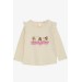 Baby Girl Long Sleeve T-Shirt Dancer Girl Printed Guipure Cream (9 Months-3 Years)
