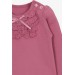 Baby Girl Long Sleeve T-Shirt With Guipure And Bow Plum (6 Months-2 Years)