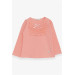 Baby Girl Long Sleeve T-Shirt With Guipure Bow Salmon (3-5 Years)