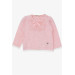 Baby Girl Long Sleeve T-Shirt With Guipure And Bow Salmon Melange (6 Months-2 Years)