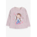 Baby Girl Long Sleeve T-Shirt Cute Girl Printed Beige Melange (1 Age)