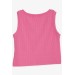 Girls' Sleeveless T-Shirt, Pink Color (9-14 Years)