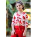 Girl's Blouse Red Floral Pattern White (5-8 Years)
