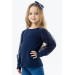 Girl's Blouse Sleeves Navy Blue With Tulle Detail (Ages 3-7)