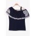 Girl's Blouse Tulle Navy Blue (8-14 Years)
