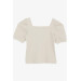 Girl's Crop T-Shirt Square Neck Beige (8-14 Years)
