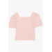 Girl's Crop T-Shirt Square Collar Salmon (8-14 Years)