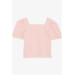 Girl's Crop T-Shirt Square Collar Salmon (8-14 Years)