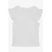 Girl's Crop T-Shirt Sleeves Frilly Ecru (8-14 Years)