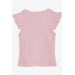 Girls' T-Shirt With Ruffle Sleeves, Pink (8-14 Years)