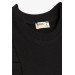 Girl's Crop T-Shirt Black With Ruffle Sleeves (8-14 Years)