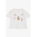 Girl's Crop T-Shirt Happiness Themed Ecru (8-14 Years)
