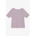 Girl's T-Shirt Embroidered Letters Purple Color (8-14 Years)