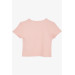 Girl's Crop T-Shirt Off-Shoulder Detailed Corduroy Salmon (9-14 Years)