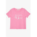 Girl's Crop T-Shirt Letter Printed Love Theme Pink (8-14 Years)