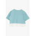 Girl's T-Shirt, Short Style, Printed, Green Color (9-14 Years)