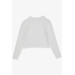 Girl's Crop Long Sleeve T-Shirt Bow Ecru (8-14 Years)