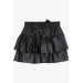 Girls Leather Skirt Elastic Waist Black (8-12 Years)