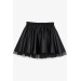 Girl's Leather Skirt Tulle With Elastic Waist Black (Ages 8-12)