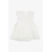 Girl's Dress With Floral Embroidery Bow And Tulle White (3-8 Ages)