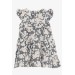 Girl's Dress With Floral Ruffle Sleeves Black (1.5-5 Years)