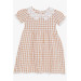 Girl's Dress Checked Patterned Guipure Light Brown (2-6 Years)