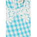 Girl's Dress Checked Patterned Guipure Turquoise (2-6 Years)