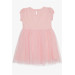 Girl's Dress With Bow Tulle Pink (3-8 Ages)