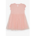Girl's Dress Bowtied Tulle Salmon (3-8 Ages)