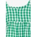 Girls Square Neck Zip Back Green Ruffle Dress (2-6 Years)