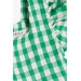 Girls Square Neck Zip Back Green Ruffle Dress (2-6 Years)