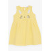 Girl Child Dress Embroidered Sequin Cute Kitten Printed Yellow (1.5-5 Years)