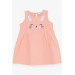 Girl Child Dress Embroidered Sequin Cute Kitten Printed Salmon (1.5-5 Years)