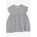 Girls' Gray Short Sleeve Embroidered Dress (1.5-5 Years)