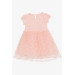 Girl Dress Tulle Embroidered Bow Salmon (1.5-5 Years)