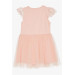 Girl's Dress Summer Themed Text Printed Salmon (2-6 Years)