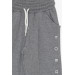 Girl's Sweatpants Printed Dark Gray Melange (8-14 Years)
