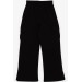 Girl's Sweatpants Black With Cargo Pocket (9-14 Years)