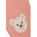 Girl's Sweatpants Cute Teddy Bear Embroidered Salmon (1-4 Years)