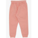 Girl's Sweatpants Cute Teddy Bear Embroidered Salmon (1-4 Years)