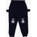 Girl's Sweatpants Navy Blue (1-4 Years) With Bunny Embroidery