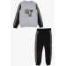 Girl's Tracksuit Set Heart Text Printed Gray Melange (Age 6-12)