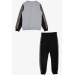 Girl's Tracksuit Set Heart Text Printed Gray Melange (Age 6-12)