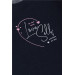 Girls' Dark Blue Two-Piece Pajama Set With A Half-Heart Design