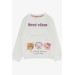 Girls' Sports Pajama Set Bear Printed In Light Beige Color (3-8 Ages)