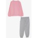 Girls' Sports Pajamas Set, Printed Bear Shape, Pink Color (3-8 Years)