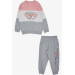 Girl's Tracksuit Set, Block Patterned, Heart Printed Salmon (Age 2-6)