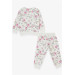 Girl's Tracksuit Set Floral Patterned Ecru (1-4 Years)